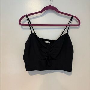 Abercrombie & Fitch Black Ruched Crop Camisole L